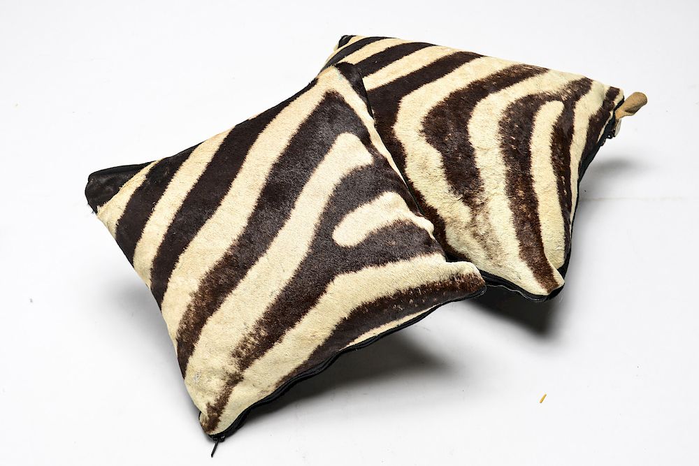 Appraisal: Zebra Hide Decorative Throw Pillows Zebra hide decorative throw pillows