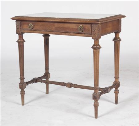 Appraisal: An early th century walnut and marble topped table the