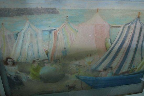 Appraisal: Rudolf Helmut SauterBeach Tents with figures and a boat signedpastel