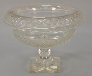 Appraisal: Large French crystal compote with rolled edge and square foot