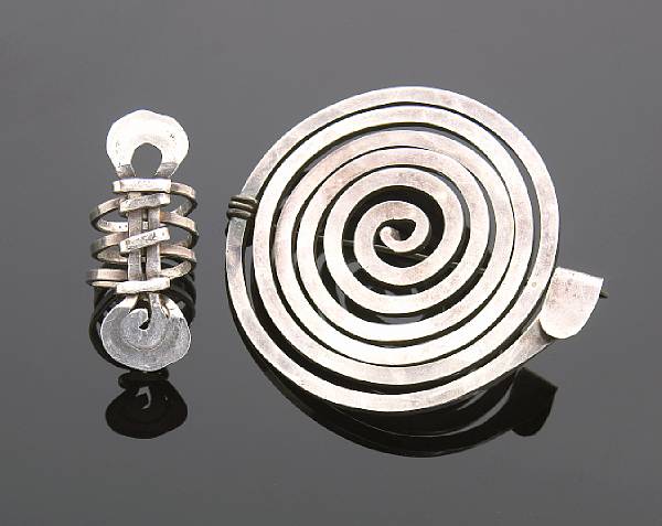 Appraisal: Alexander Calder American - Brooch and Ring c silver with