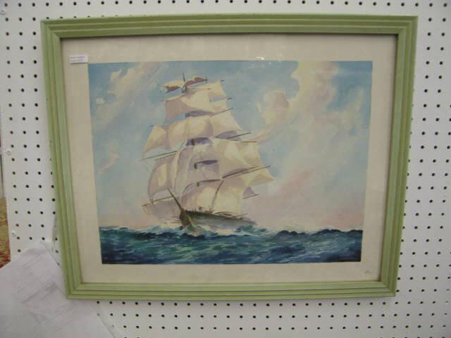 Appraisal: Vladimair P Shkurkin Watercolor sailing ship at sea listed artist