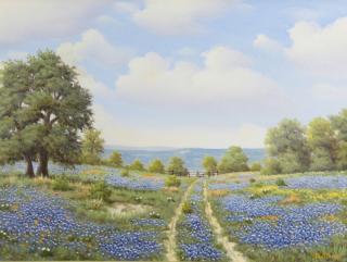 Appraisal: Paul Turner Oil on Canvas Bluebonnets Paul Turner Texas -