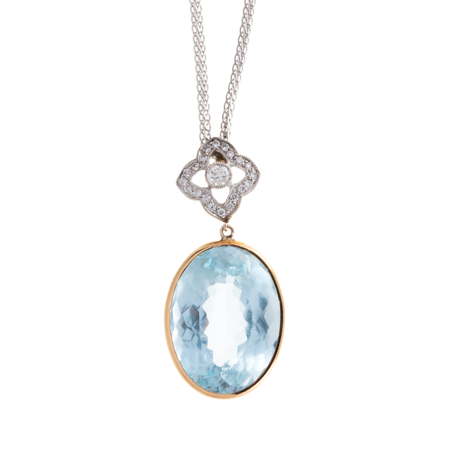 Appraisal: A CT BLUE TOPAZ DIAMOND PENDANT IN K K yellow