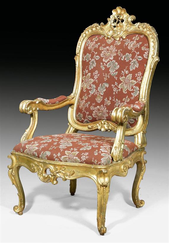 Appraisal: LARGE FAUTEUIL A LA REINE Baroque Rome th th century