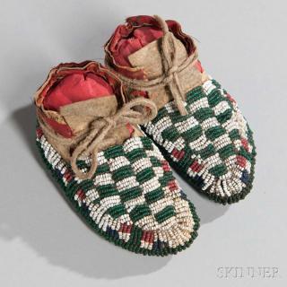 Appraisal: Lakota Fully Beaded Infant's Moccasins c last quarter th century