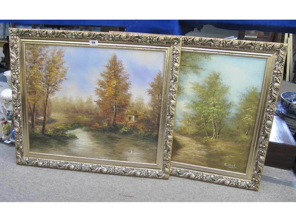 Appraisal: Two oil on canvas landscapes