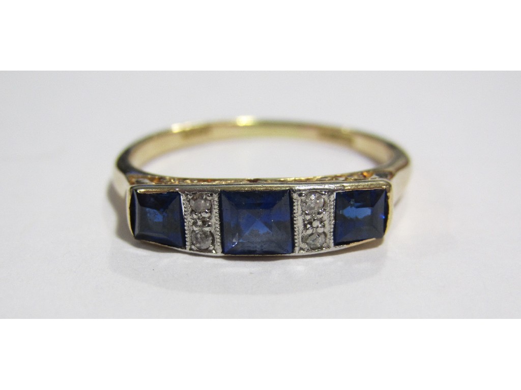 Appraisal: An Art Deco ct gold sapphire and diamond set dress