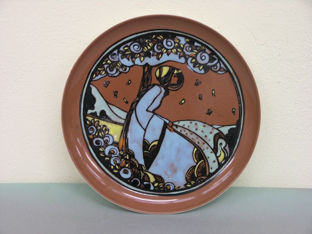 Appraisal: An unusual Poole Pottery charger possibly Aegean series painted with