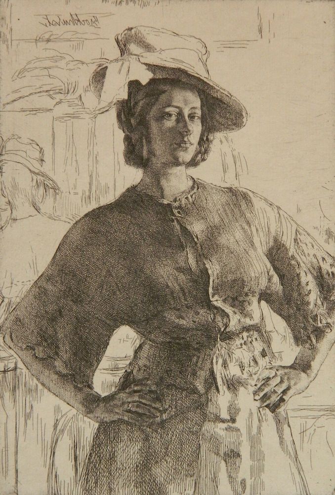 Appraisal: Gerald Brockhurst etching Gerald Brockhurst British - - ''The Mirror''