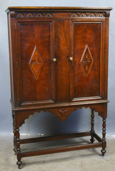 Appraisal: s Jacobean walnut two-door cabinet h x x EST -