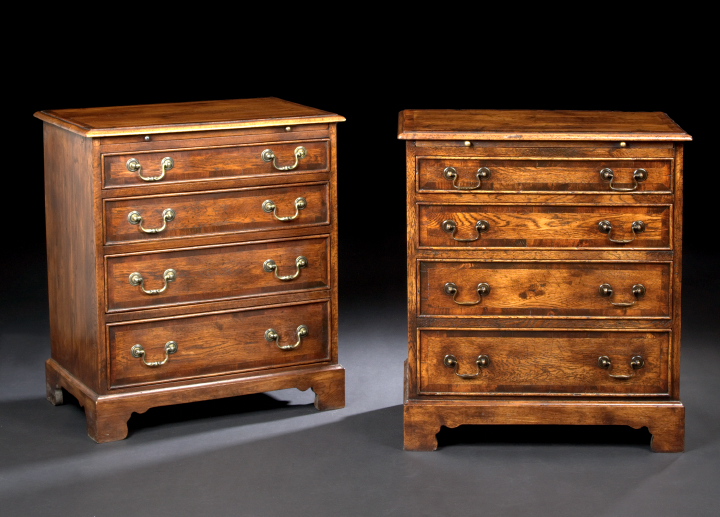 Appraisal: Pair of George III-Style Oak Bachelor's Chests each with a