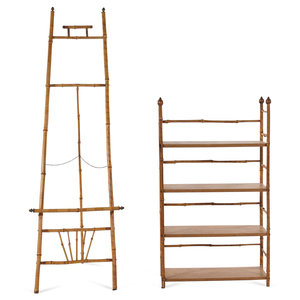 Appraisal: A Victorian Style Bamboo Shelf and Easel th th Century