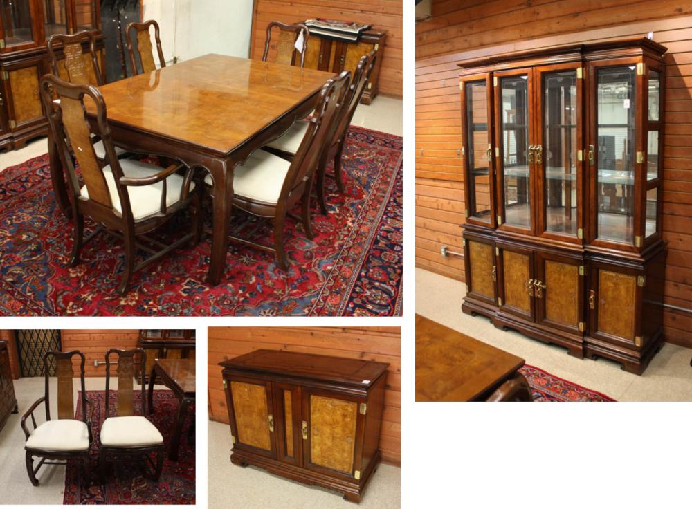 Appraisal: NINE-PIECE CHINESE STYLE DINING ROOM FURNITURE SET 'Imperial Dynasty' Collection