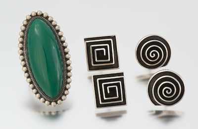 Appraisal: A Group of Sterling Silver Earrings and An Impressive Ring