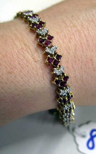 Appraisal: RUBY DIAMOND AND TEN KARAT GOLD BRACELET - inches in