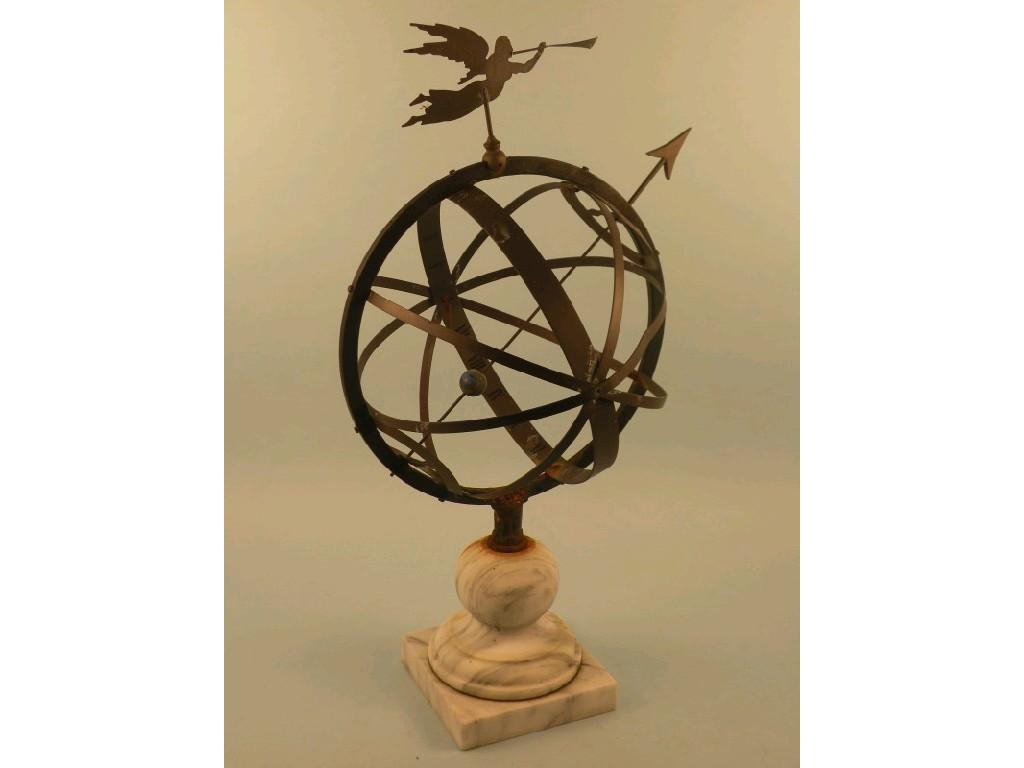 Appraisal: A brass and marble sundial in the form of globe