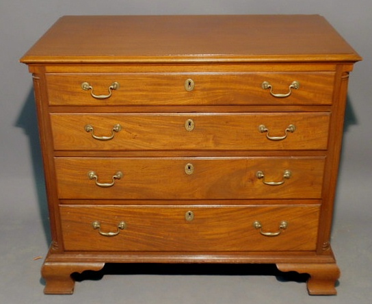 Appraisal: Philadelphia walnut Chippendale chest of drawers c h x w