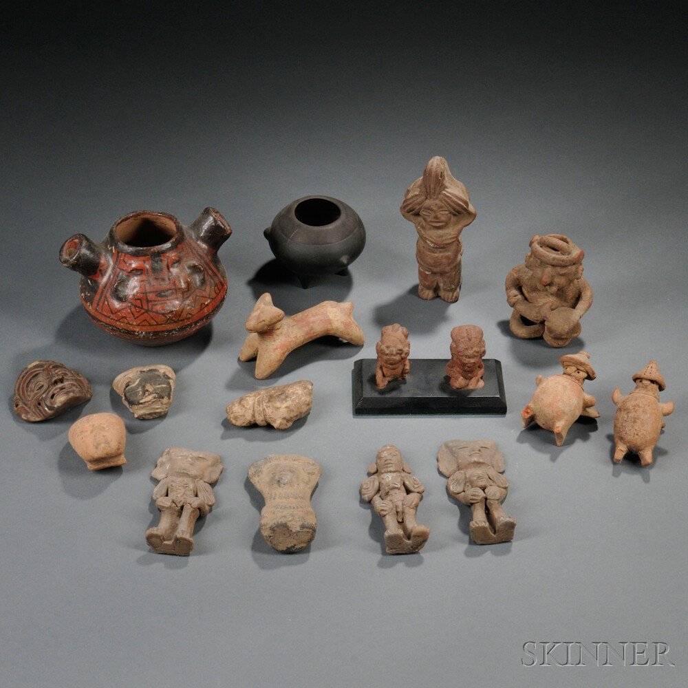 Appraisal: Seventeen Pre-Columbian and Pre-Columbian style Pottery Items damage ht to