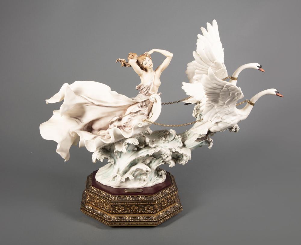 Appraisal: Four Giuseppe Armani Sculptures th c cold-cast porcelain incl Peacock