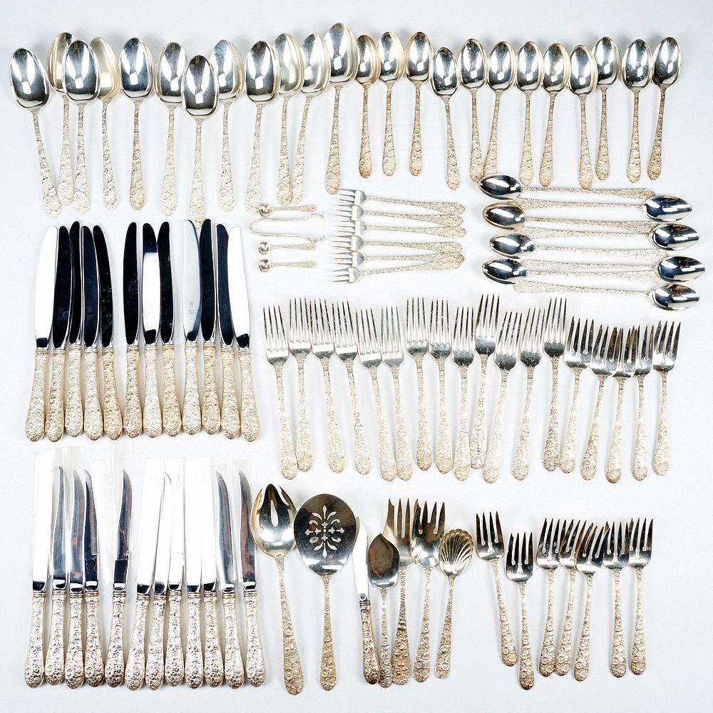 Appraisal: Set of Alvin Repousse Sterling Silver Flatware Set of Alvin