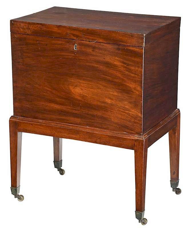 Appraisal: Georgian Mahogany Cellarette On Frame British th century case supported