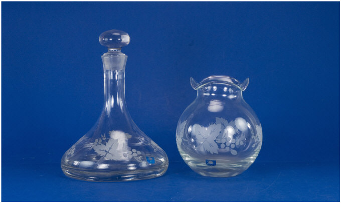 Appraisal: Glass Ships Decanter and Matching Vase