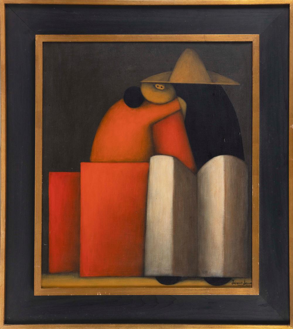 Appraisal: JESUS MARIANO LEUUS TEXAS MEXICO CONTEMPORARY TWO FIGURES AGAINST A