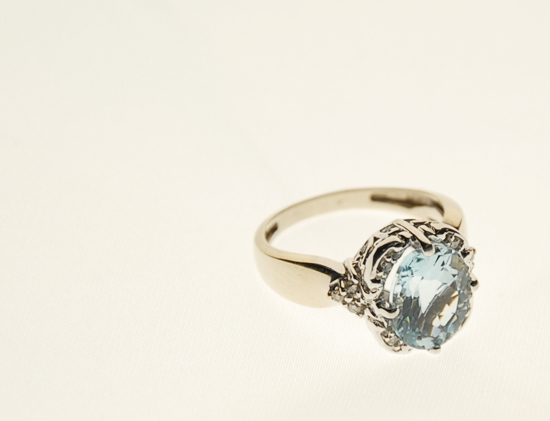 Appraisal: A Gold Aquamarine and Diamond Ring K tested white gold