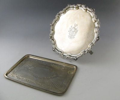 Appraisal: A Britannia standard silver salver of circular form shell border