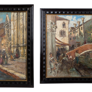 Appraisal: M Cini Italian Early th Century Two Works Venetian Scenes