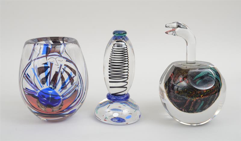 Appraisal: TWO KOSTA BODA GLASS VASES AND ANOTHER SWEDISH VASE One