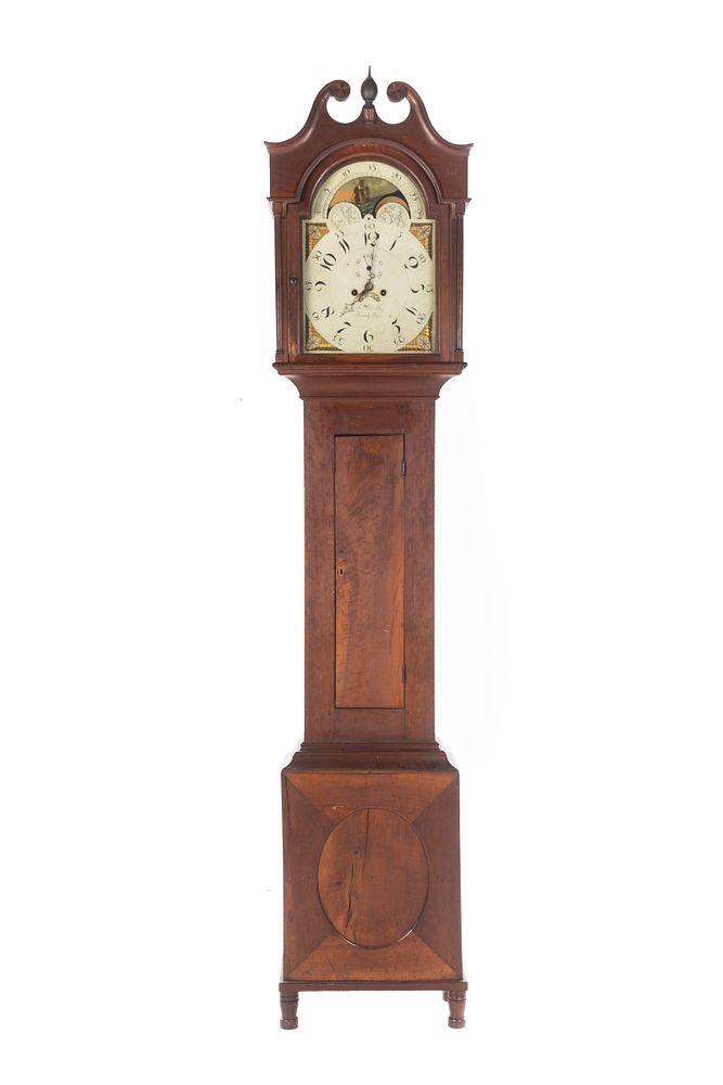 Appraisal: Federal Cherry Tall Case Clock Eli Bentley Taneytown MD -