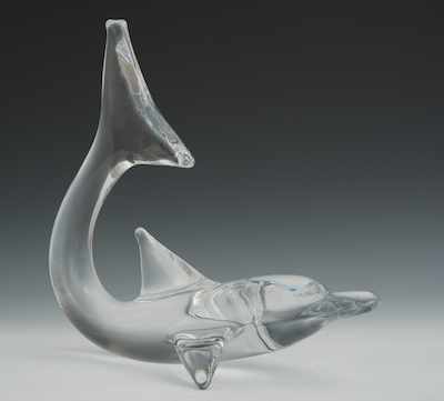 Appraisal: A Large Daum France Glass Sculpture of a Dolphin Apprx