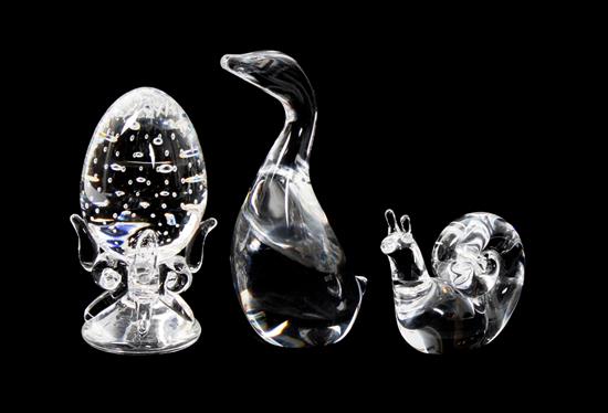 Appraisal: Sale Lot Three Steuben Glass Figures comprising a swan snail