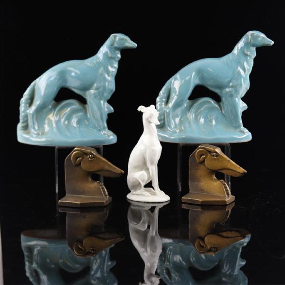 Appraisal: FIVE PC ART DECO DOG FIGURES ROSENTHAL PORCELAIN WHIPPET PAIR