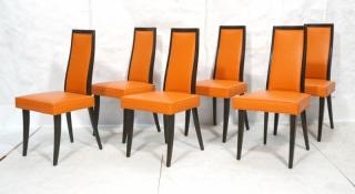 Appraisal: Set Dark Wood Italian Modernist Dining Chairs Tall backs Wood