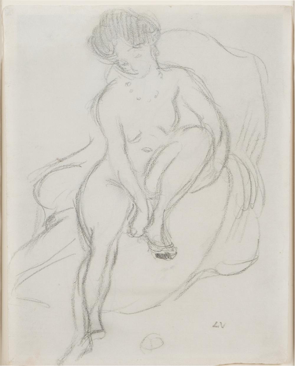 Appraisal: LOUIS VALTAT - DOUBLE SIDED SKETCHsigned lower right in pencil