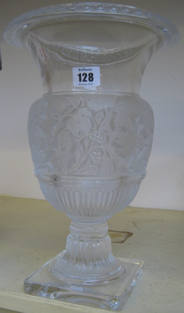 Appraisal: A modern Lalique clear and frosted glass vase of campagna