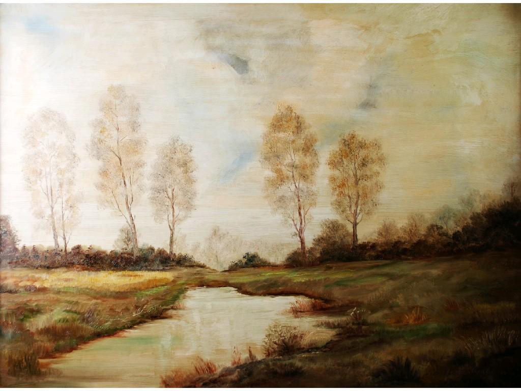 Appraisal: TH CENTURY CONTINENTAL SCHOOLOIL PAINTING ON CANVASRural landscape with pond