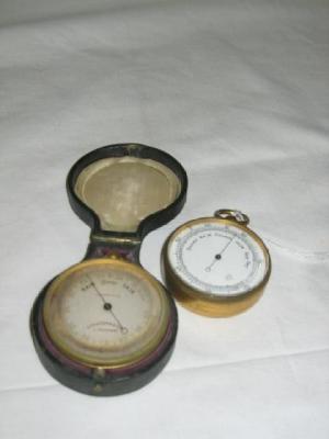 Appraisal: A POCKET BAROMETER the silvered dial inscribed Chadburn Son Liverpool