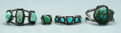 Appraisal: Four pieces Navajo jewelry three silver and turquoise bracelets applied