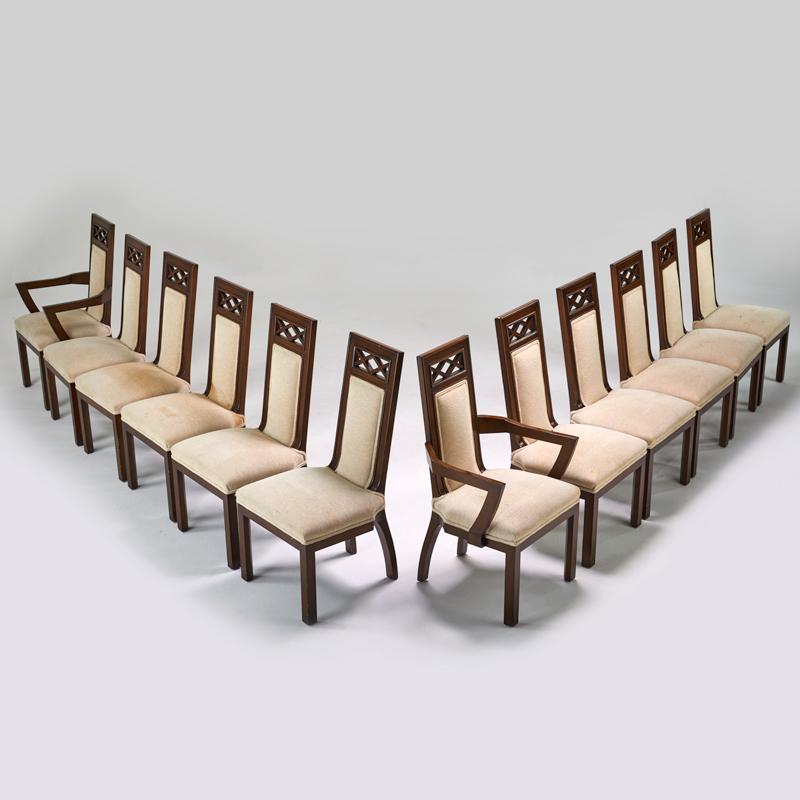 Appraisal: JAMES MONT Twelve dining chairs two arm side New York