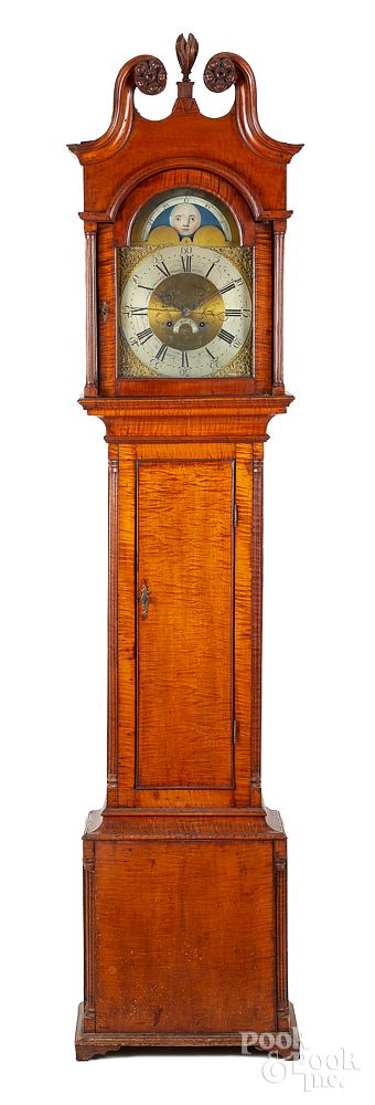 Appraisal: Pennsylvania Chippendale tall case clock Pennsylvania Chippendale tiger maple tall