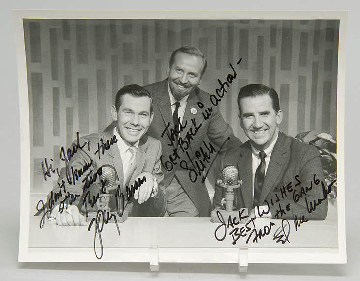 Appraisal: THE TONIGHT SHOW AUTOGRAPHED BLACK AND WHITE GLOSSY PHOTOGRAPH A