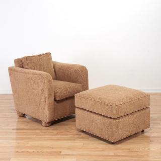 Appraisal: Cut velvet upholstered club chair and ottoman Cut velvet upholstered