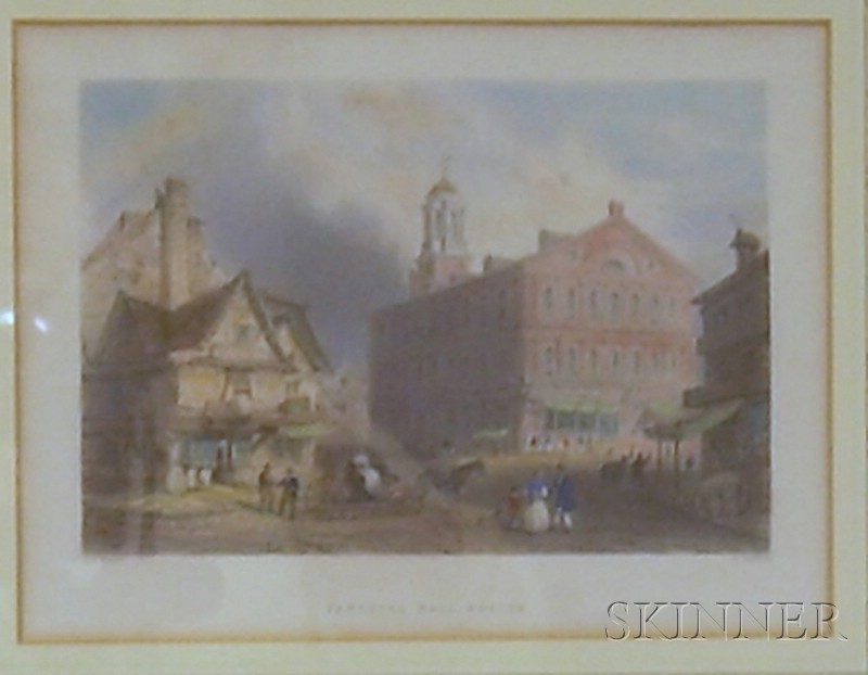 Appraisal: Two Framed Hand-colored Steel Engravings of Boston Views After William