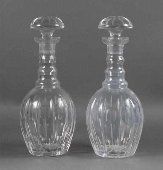 Appraisal: Pair of Czecho-Bohemian molded and cut glass decanters th century