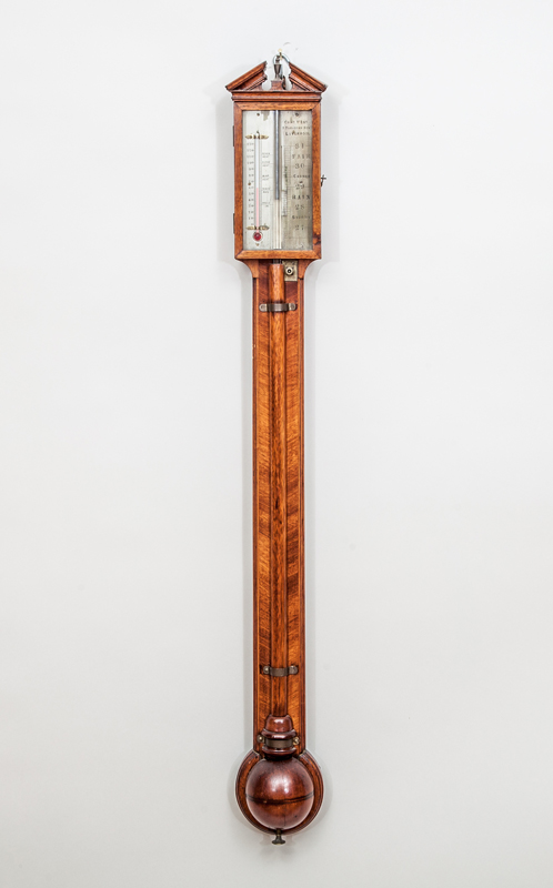 Appraisal: GEORGE III STAINED OAK STICK BAROMETER LIVERPOOL x in Collection