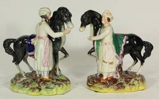 Appraisal: lot of English Staffordshire figural groups circa each depicting an